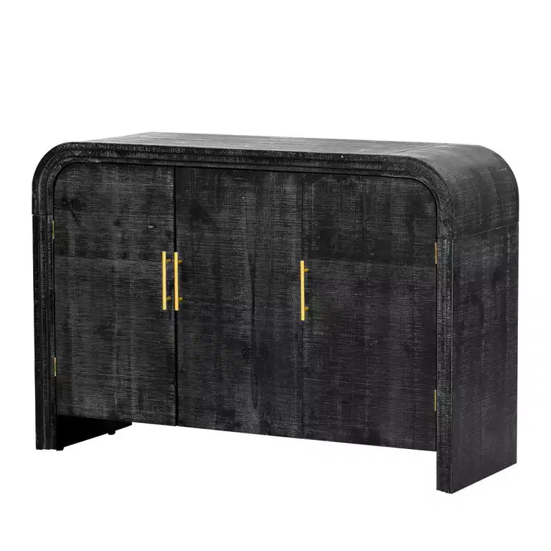 Enfilade Rétro Courbée, Noir Antique, 3 Portes
