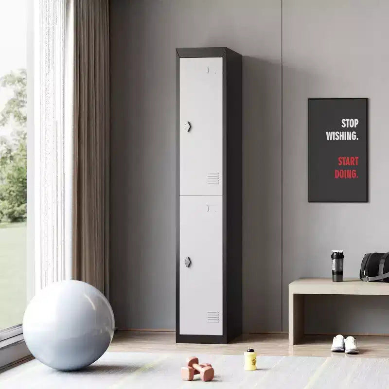 Casier de rangement en acier gris et noir avec étagères – Simple, pour 1 personne