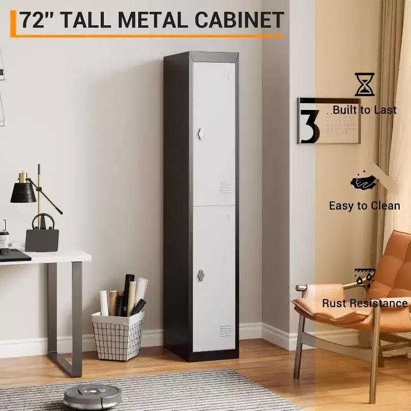 Casier de rangement en acier gris et noir avec étagères – Simple, pour 1 personne