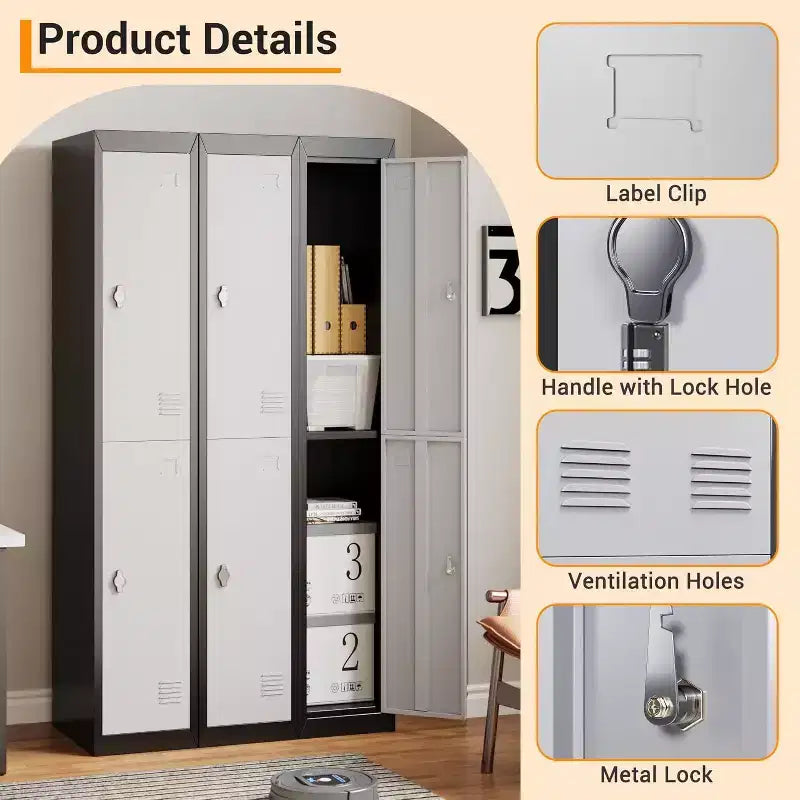 Casier de rangement en acier gris et noir avec étagères – Simple, pour 1 personne