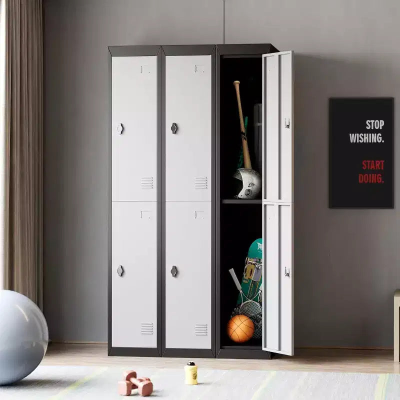 Casier de rangement en acier gris et noir avec étagères – Simple, pour 1 personne