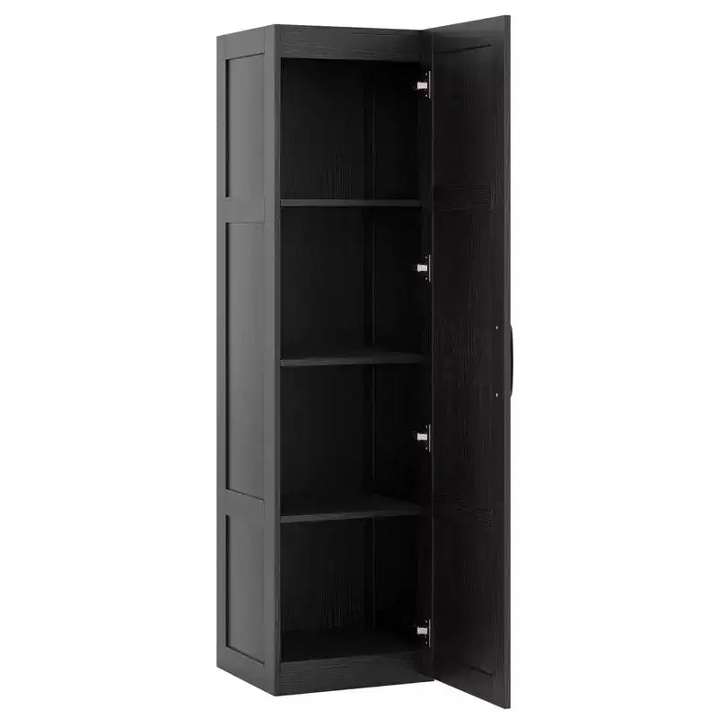 Meuble de rangement 4 niveaux avec porte, noir/blanc, autoportant, individuel