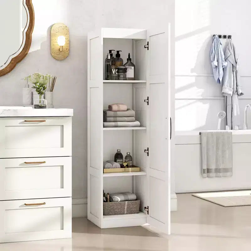Meuble de rangement 4 niveaux avec porte, noir/blanc, autoportant, individuel