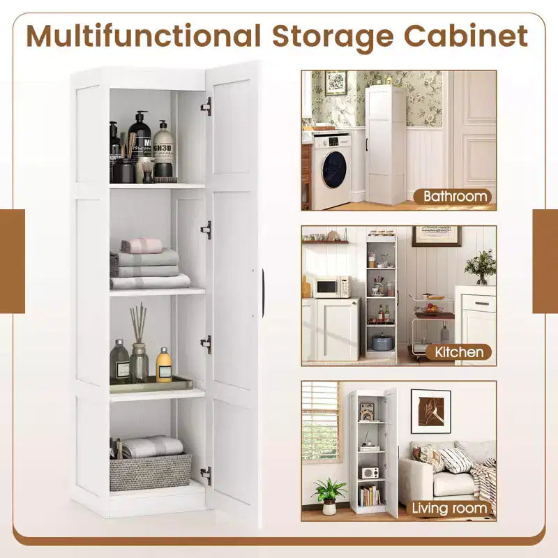 Meuble de rangement 4 niveaux avec porte, noir/blanc, autoportant, individuel