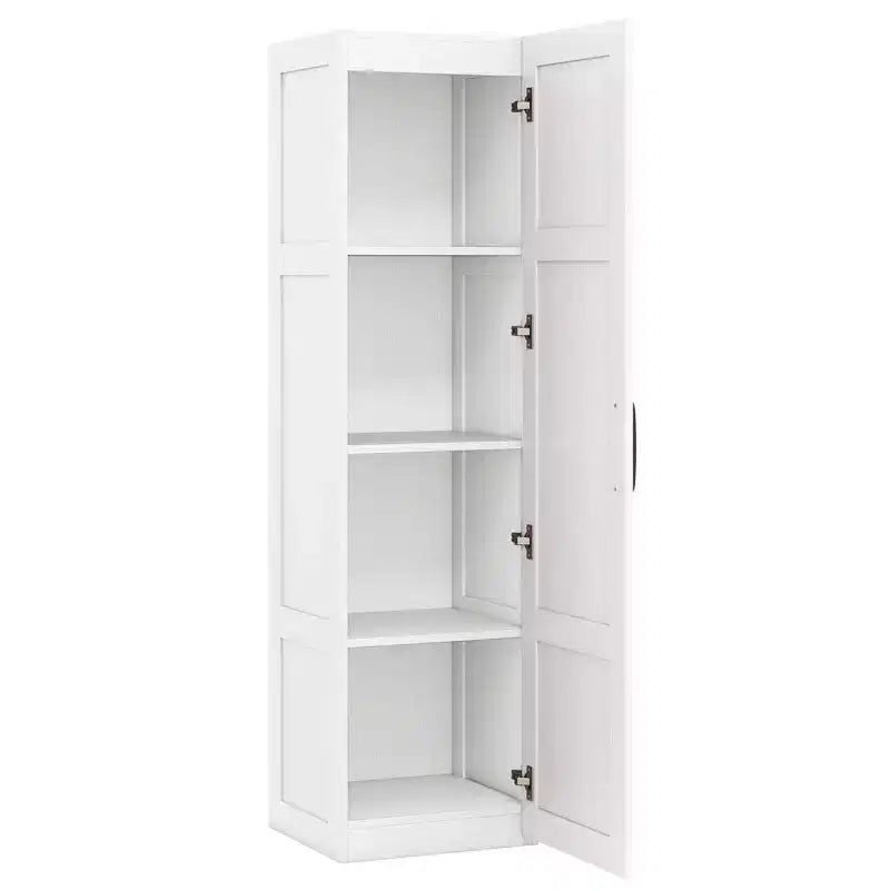 Meuble de rangement 4 niveaux avec porte, noir/blanc, autoportant, individuel