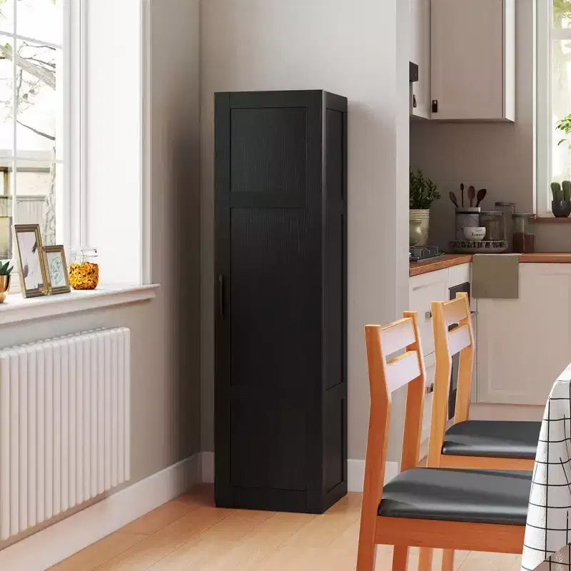 Meuble de rangement 4 niveaux avec porte, noir/blanc, autoportant, individuel