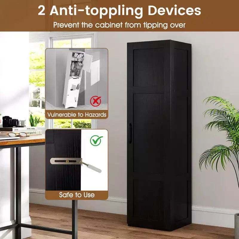 Meuble de rangement 4 niveaux avec porte, noir/blanc, autoportant, individuel