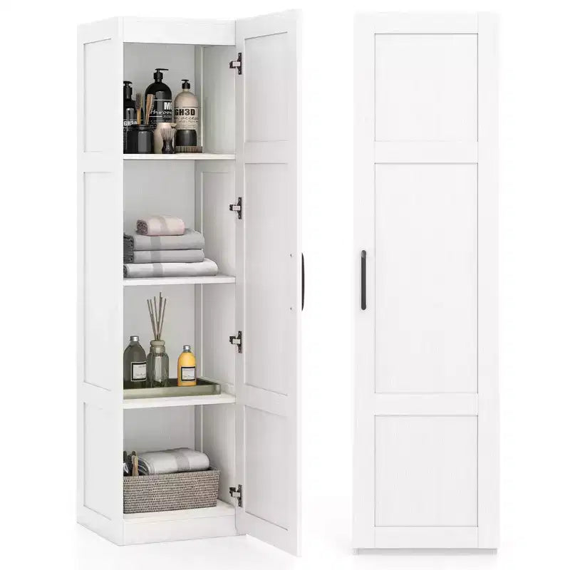 Meuble de rangement 4 niveaux avec porte, noir/blanc, autoportant, individuel