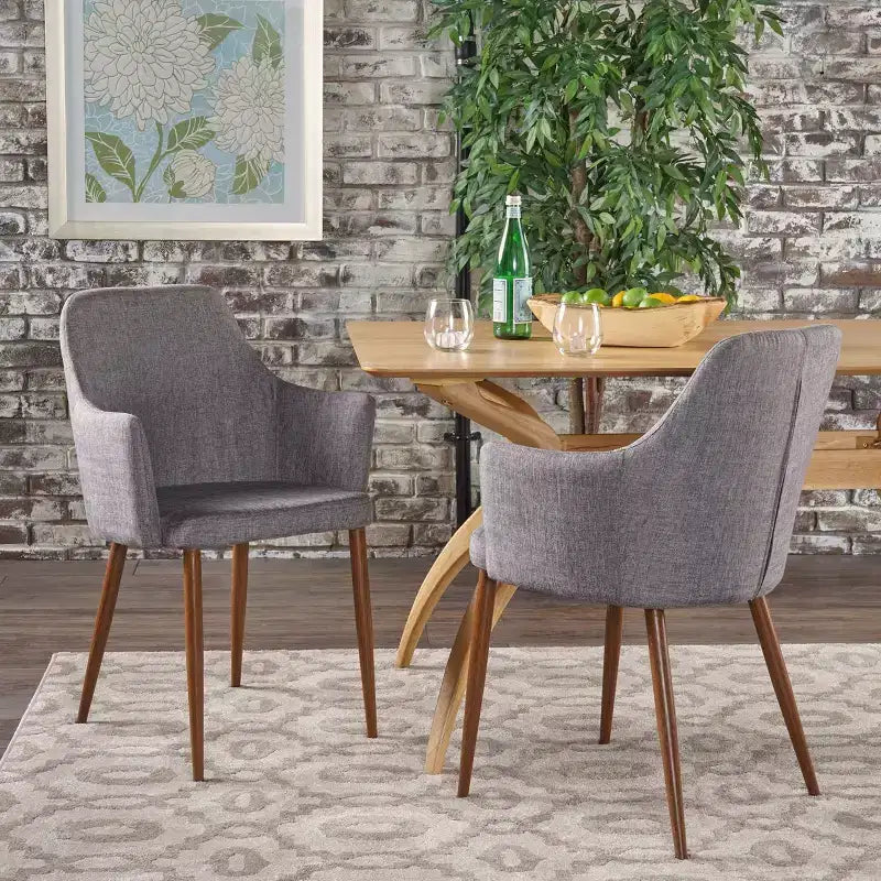 Chaises de salle à manger Navagio Mid-Century Modern en tissu rembourré GDFStudio (lot de 2)