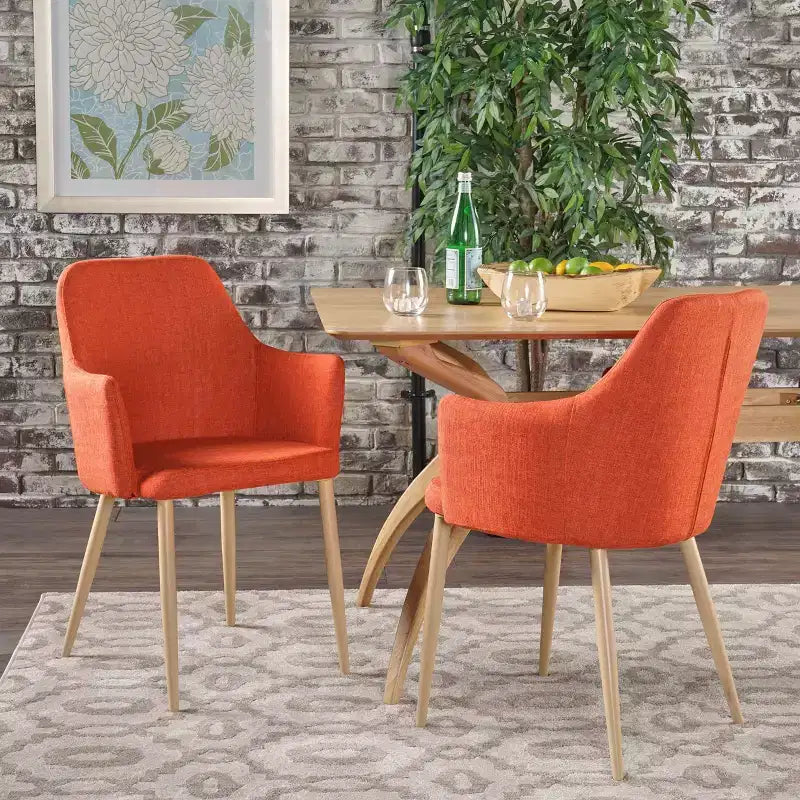 Chaises de salle à manger Navagio Mid-Century Modern en tissu rembourré GDFStudio (lot de 2)