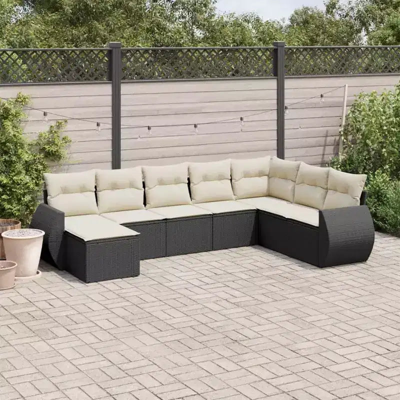 Canapé d'extérieur modulaire noir, 8 places