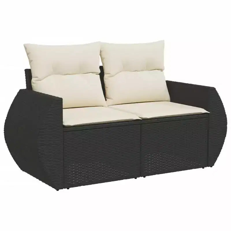 Canapé d'extérieur modulaire noir, 8 places