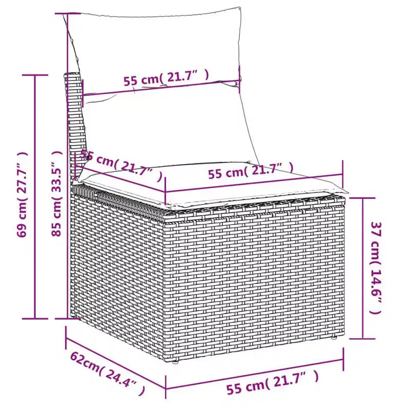 Canapé d'extérieur modulaire noir, 8 places
