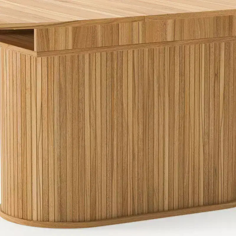 Table à manger ovale extensible noire / naturelle / noyer, piètement central, jusqu'à 6 places