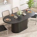 GDFStudio Aditi Modern 55.11 - 70.86 Extendable Dining Table with Striped Pedestal Base