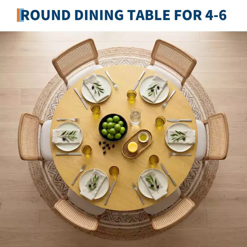 Table à manger ronde 43 po, Chêne/Noyer, Piètement central, 4 à 6 places
