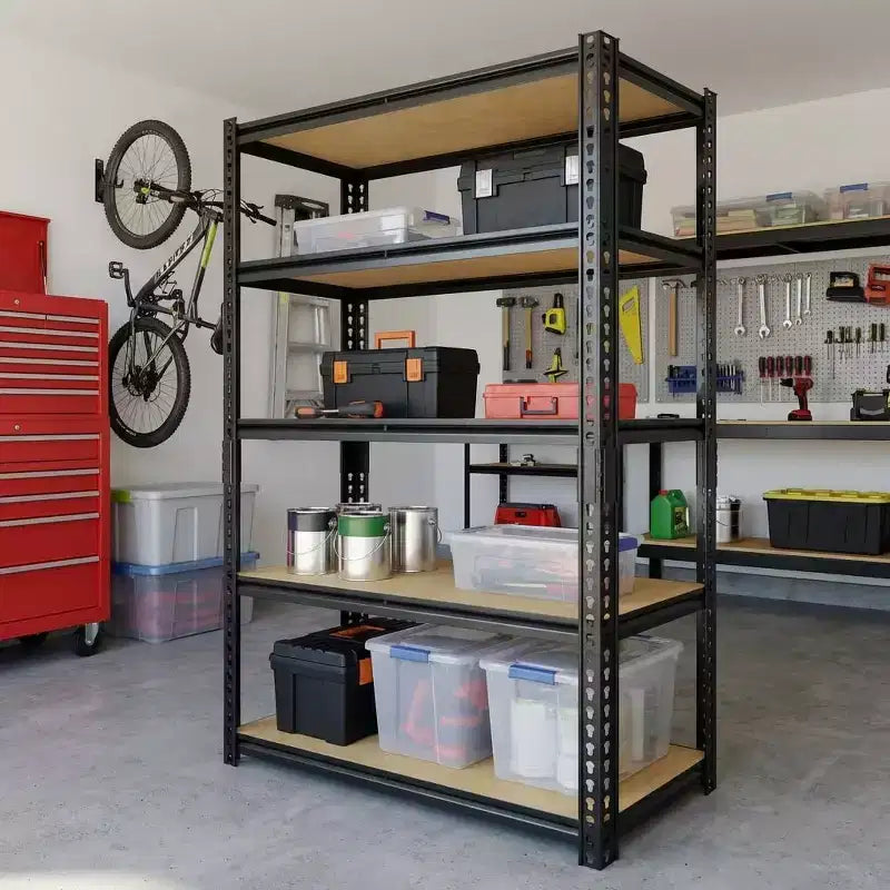 Étagère de rangement en métal noir à 5 niveaux, réglable en hauteur, autoportante, 1 unité