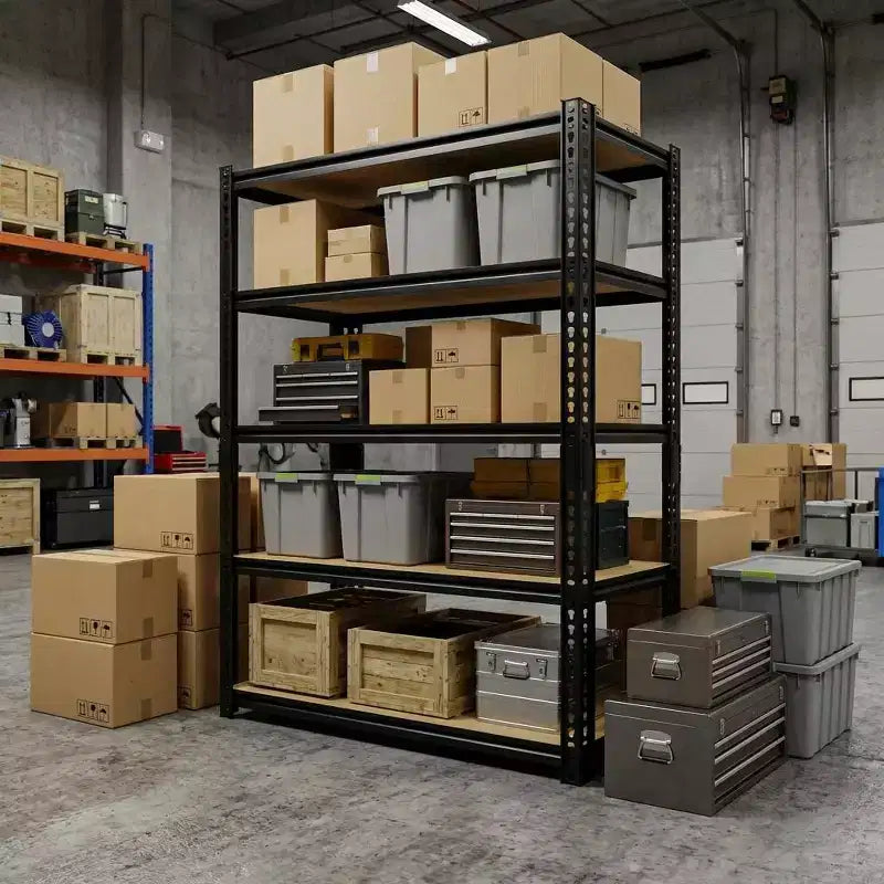 Étagère de rangement en métal noir à 5 niveaux, réglable en hauteur, autoportante, 1 unité