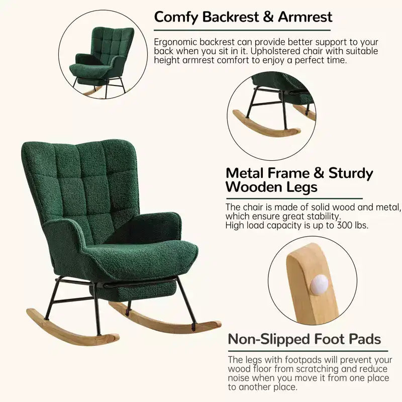Fauteuil à bascule pour chambre d'enfant Teddy de furniliving