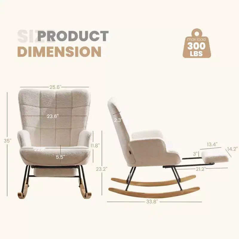 Fauteuil à bascule pour chambre d'enfant Teddy de furniliving
