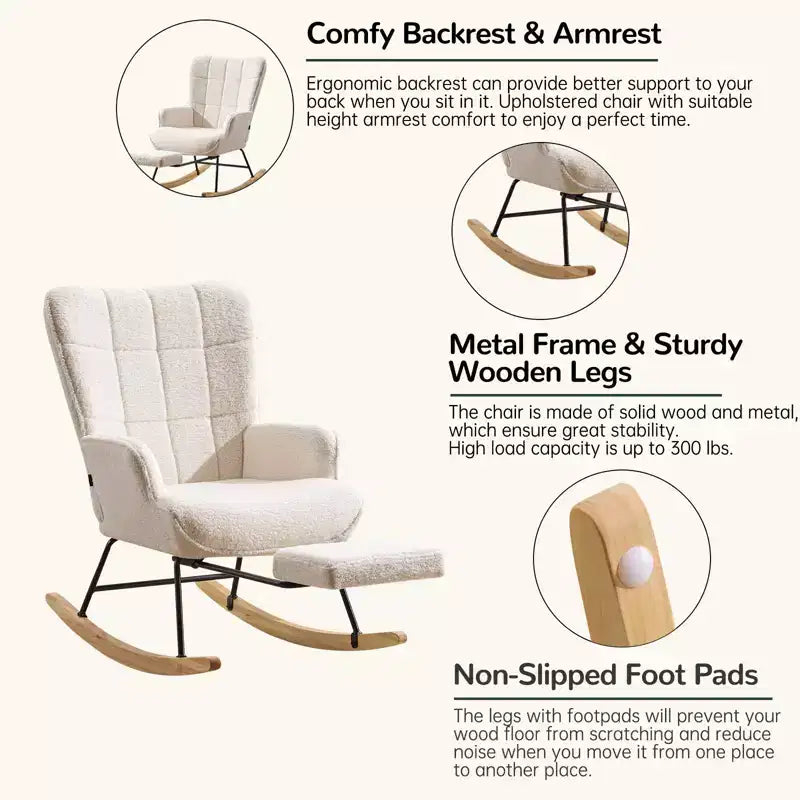 Fauteuil à bascule pour chambre d'enfant Teddy de furniliving
