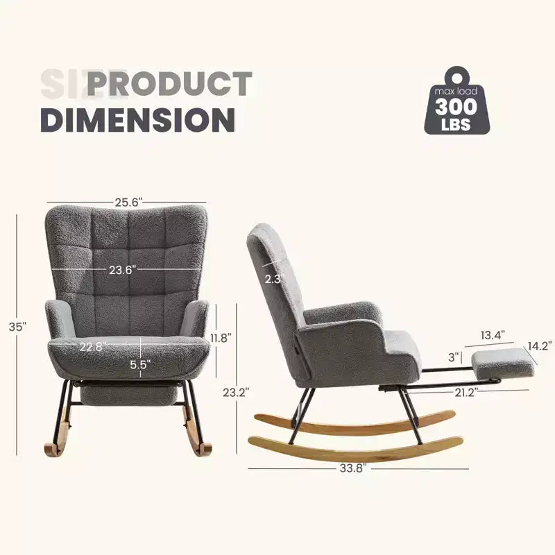 Fauteuil à bascule pour chambre d'enfant Teddy de furniliving