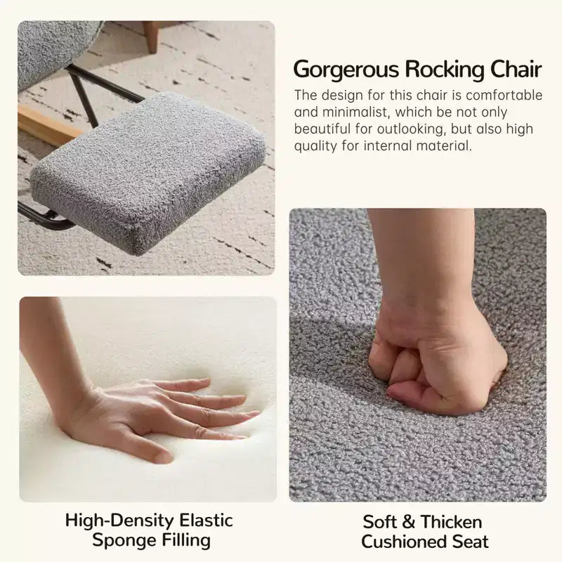 Fauteuil à bascule pour chambre d'enfant Teddy de furniliving
