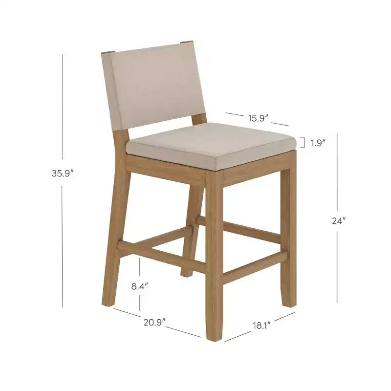 Tabouret de comptoir rembourré beige/brun clair, lot de 2