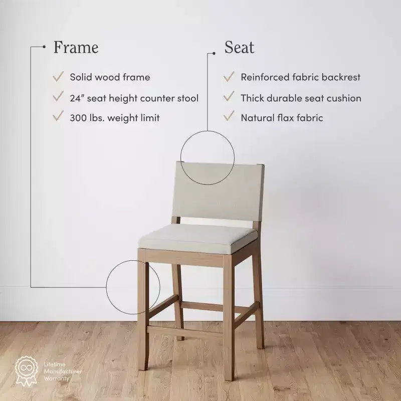 Tabouret de comptoir rembourré beige/brun clair, lot de 2