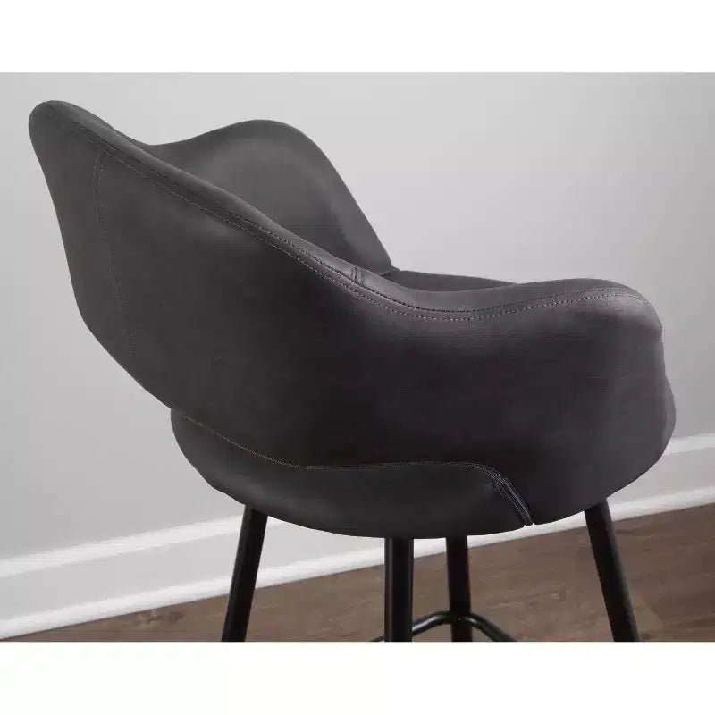LumiSource Lot de 2 tabourets de bar Margarite Métal noir/Similicuir gris