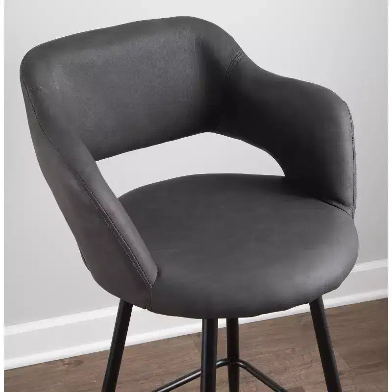 LumiSource Lot de 2 tabourets de bar Margarite Métal noir/Similicuir gris