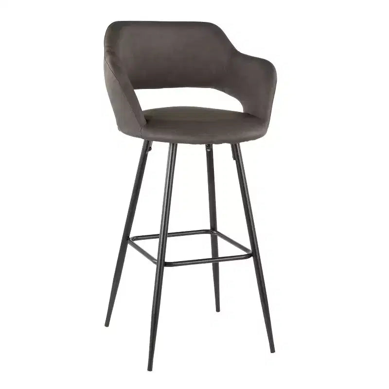 LumiSource Lot de 2 tabourets de bar Margarite Métal noir/Similicuir gris