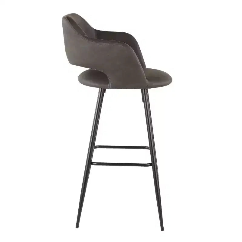 LumiSource Lot de 2 tabourets de bar Margarite Métal noir/Similicuir gris