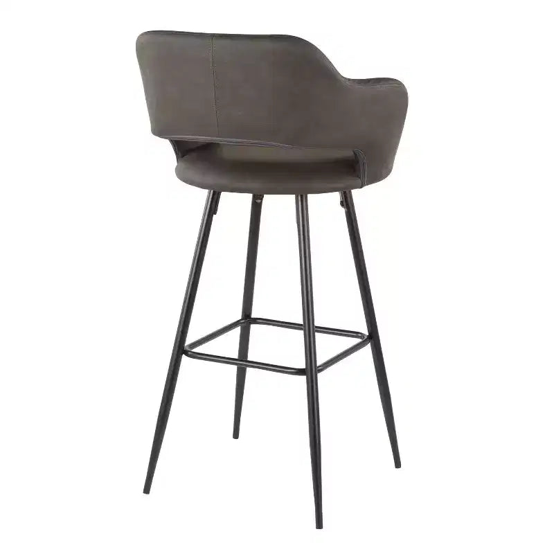 LumiSource Lot de 2 tabourets de bar Margarite Métal noir/Similicuir gris