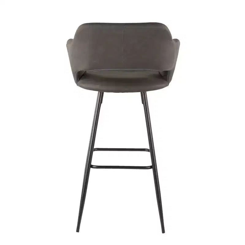 LumiSource Lot de 2 tabourets de bar Margarite Métal noir/Similicuir gris