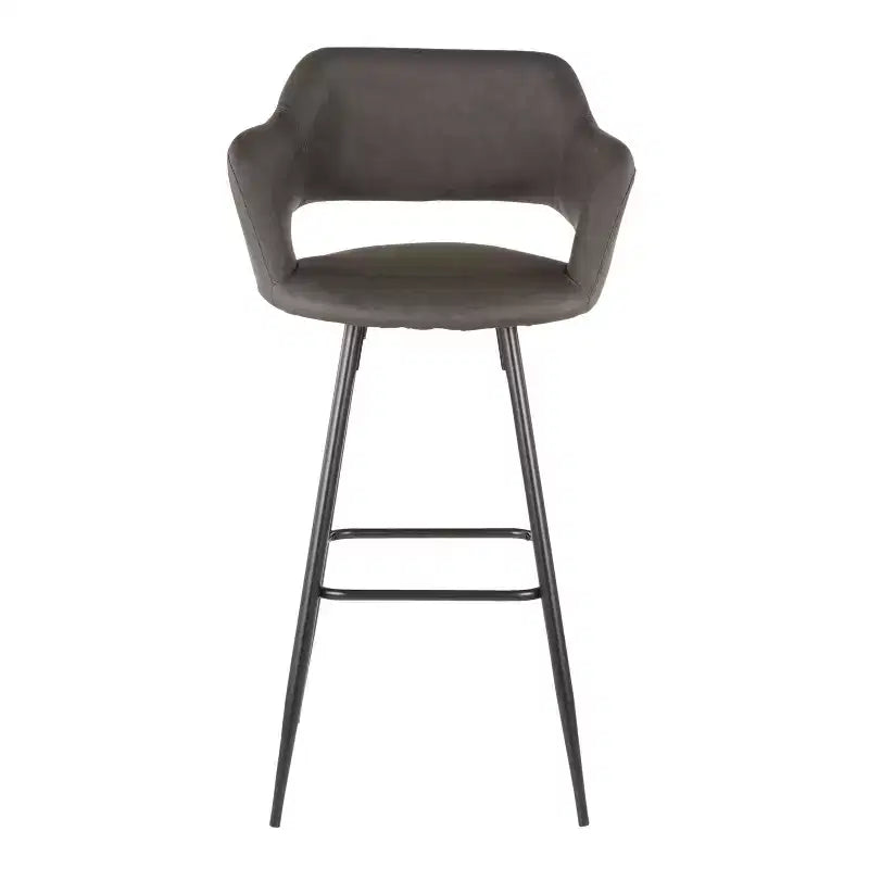 LumiSource Lot de 2 tabourets de bar Margarite Métal noir/Similicuir gris