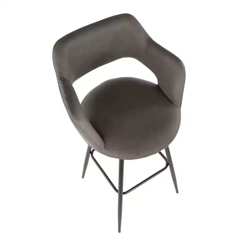 LumiSource Lot de 2 tabourets de bar Margarite Métal noir/Similicuir gris