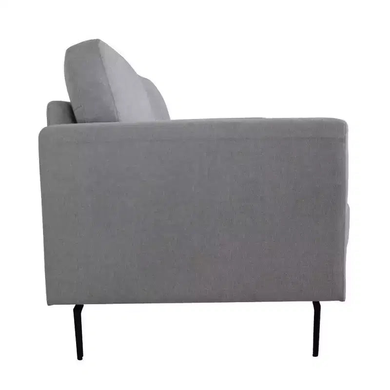 Causeuse en lin gris clair, capitonnée, 2 places