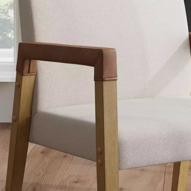 Fauteuil d'appoint en lin et brun, lot de 2