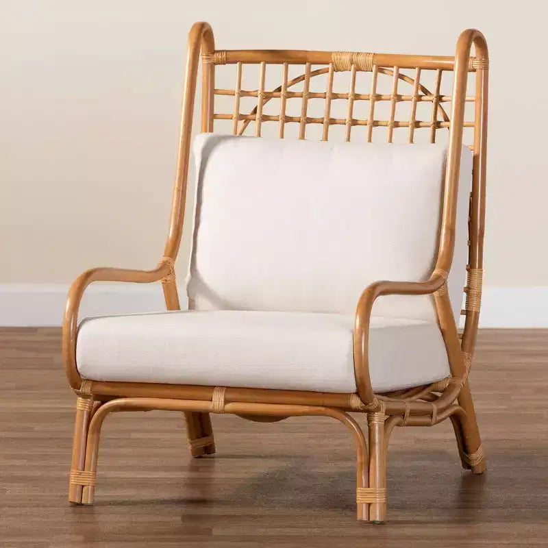 Fauteuil d'appoint en rotin clair et miel, 1 place
