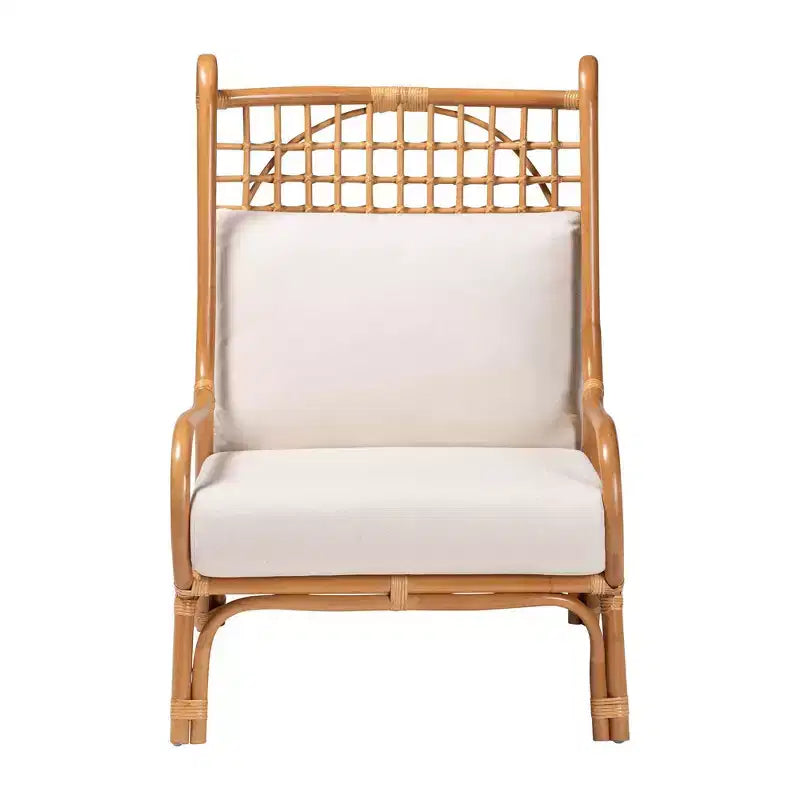 Fauteuil d'appoint en rotin clair et miel, 1 place