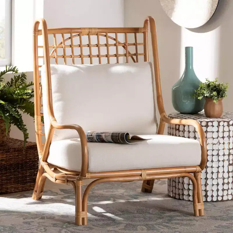 Fauteuil d'appoint en rotin clair et miel, 1 place