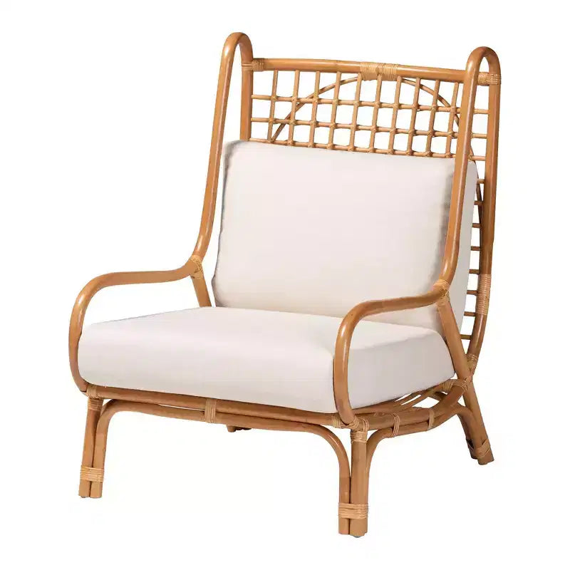 Fauteuil d'appoint en rotin clair et miel, 1 place