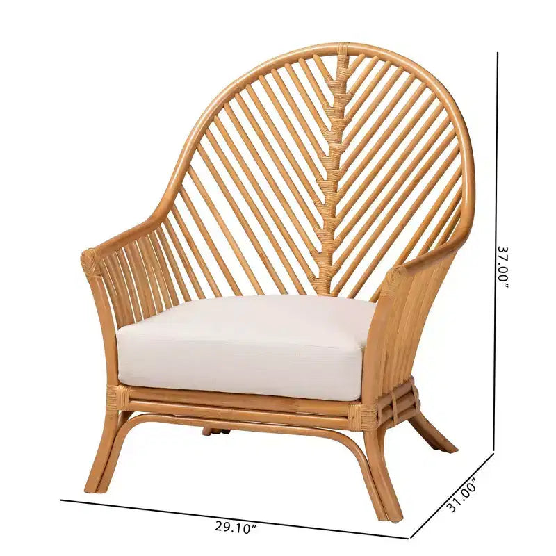 Fauteuil en rotin miel clair – Style bohème, 1 place