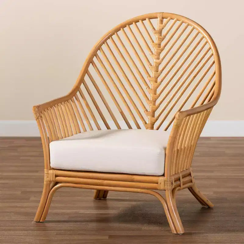 Fauteuil en rotin miel clair – Style bohème, 1 place