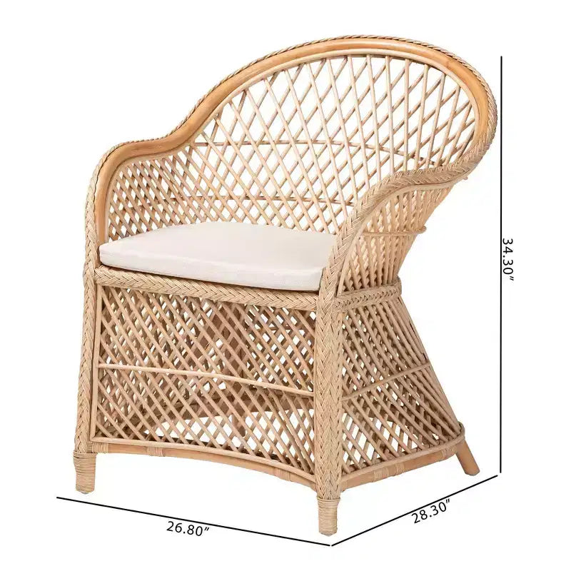 Fauteuil en rotin naturel, style bohème, 1 place