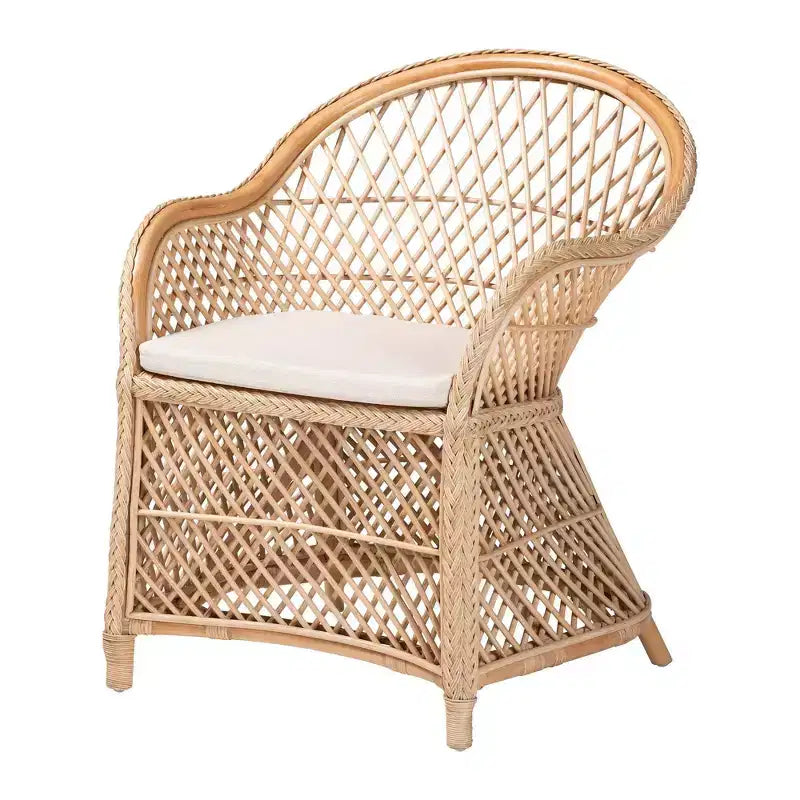 Fauteuil en rotin naturel, style bohème, 1 place