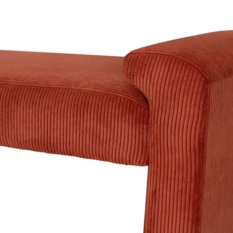 Banc capitonné en velours côtelé rouille, une place