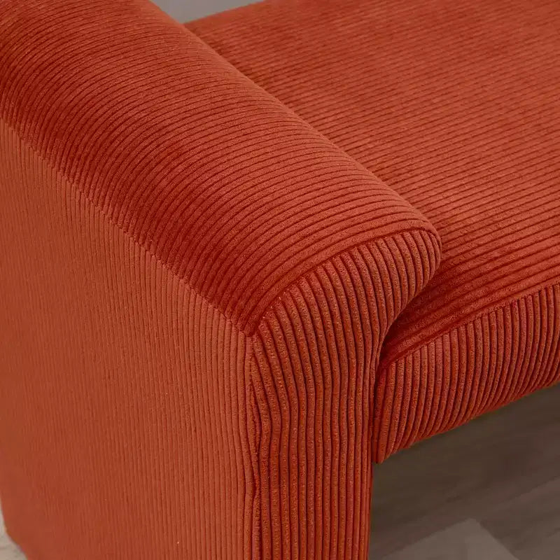 Banc capitonné en velours côtelé rouille, une place