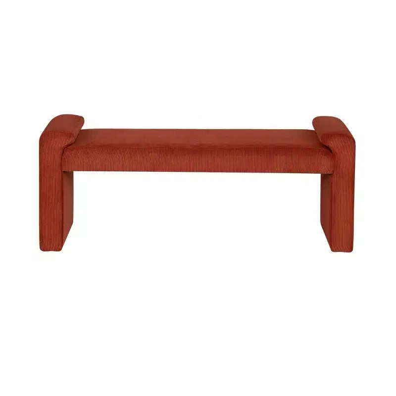 Banc capitonné en velours côtelé rouille, une place